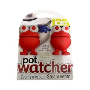 Joie Pot Watcher Steam Vents 2 Pack Red Silicone Boil Over Guards NIP
